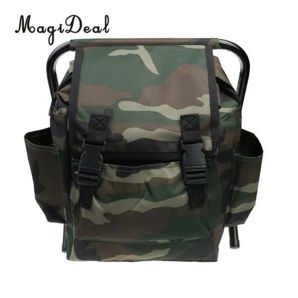 2 In 1 접는 옥스포드 헝겊 낚시 대변 태클 배낭 접이식 좌석 캠핑 사냥 배낭 내마 모성 낚시 도구