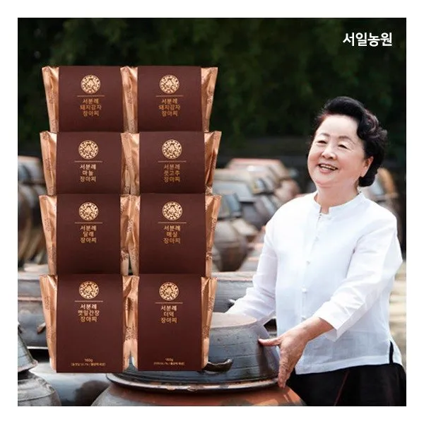 [서일농원] 서분례 명인 장아찌 총 7종 8팩(더덕1팩+달래1팩+매실1팩+깻잎간장1팩+마늘, 상세 설명 참조