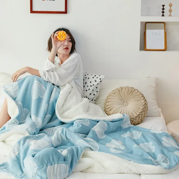 담요 두꺼운 우유 융모 양면 양털 무릎 겨울 보온 플란넬 싱글더블, C03-심금을 울리다 .(더블층 두꺼운)