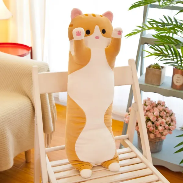 제이에프코퍼레이션 바디필로우 스타일 고양이 허그 쿠션 맹물 봉제완구 여자 동반하여 포옹하다 인형 선물, 110cm, 주황색