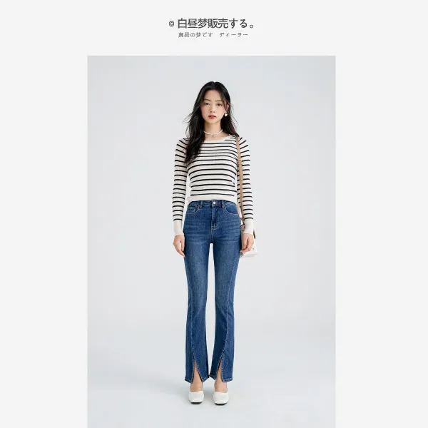 트임청바지 화이트 대낮 꿈 여성 2022 년 봄계절 드롭 드레이프 슬림핏 세미바지 4705549486