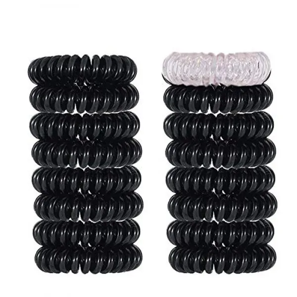 Junbestn 주름 플라스틱 헤어 타이 없음 18 팩 정신 헤어 코이 반지 여자와 여자를위한 머리 띠 16 팩 