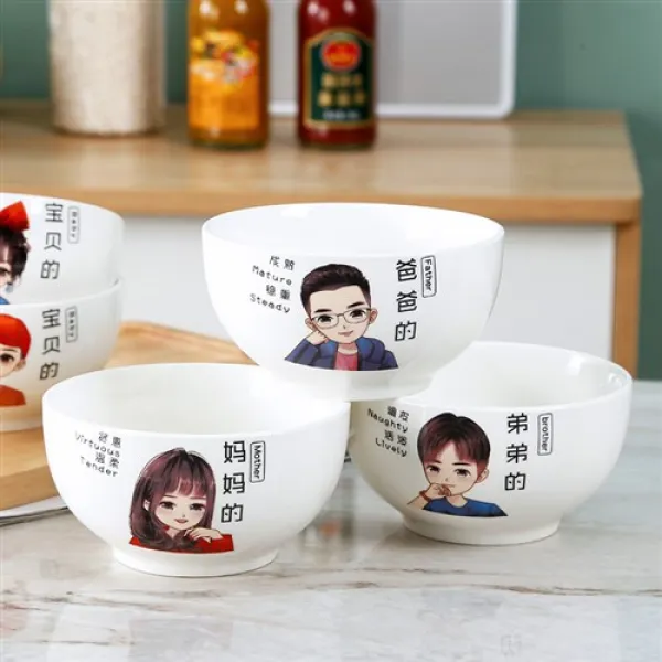 도자기 일가 사발과 접시다 저울 부르짖다 쌀 밥공기 큐트 전용 설을 쇠다 한 사람 인싸템 패밀리 캐릭터 2213235398 외삼촌 외숙모 Qe5 인치 둥근 그릇