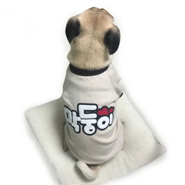 도그파라다이스 강아지 가을옷 귀여운 막둥이 티셔츠 아이보리 면 S-XL