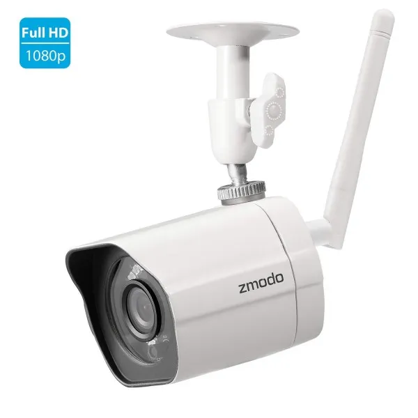 Zmodo 실외 보안 카메라 1080p 주택 보안 카메라 시스템 무선 실내 실외 무선 WiFi IP 카메라 야간 투시경 동작 경고 Al, 단일상품