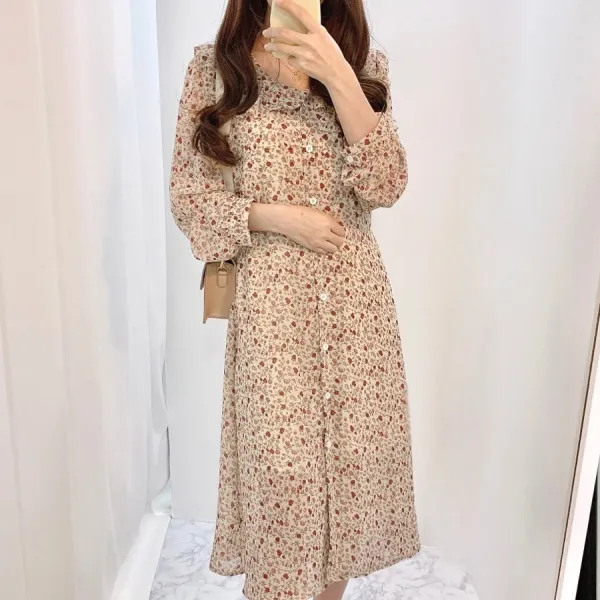 크리밍 [봄신상 무배] 사랑의 불시착 손예진 패션 데이지 플라워 원피스ops -베이지