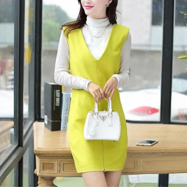 Kirahosi 모던 니트 민소매 원피스 슬림 추동 여성 데일리 코디 79호+덧신증정 Auvkzkrj