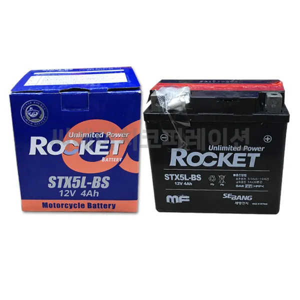 로케트 STX5L-BS 무보수형 오토바이배터리 12V4Ah, 1개, STH4L-BS