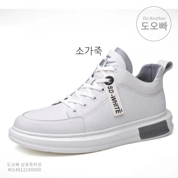 도오빠 남성 운동화 스니커즈 소가죽 남자 가죽 신발 레더 컴포트 쿠션 경량 워킹 스포츠 운동 헬스 조깅 캐주얼 댄디 스타일 학생 20대 30대 남자운동화 남자스니커즈 봄 여름 가을 겨울