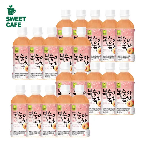 웰그린 스위트카페 복숭아녹차 340ml, 340ml, 20개