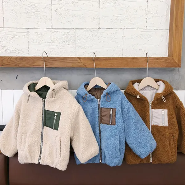 한뼘마켓 수량 유아 아동 남아 여아 겨울 양털 점퍼 굿즈 뽀글이 집업 후드 후리스 자켓 3color