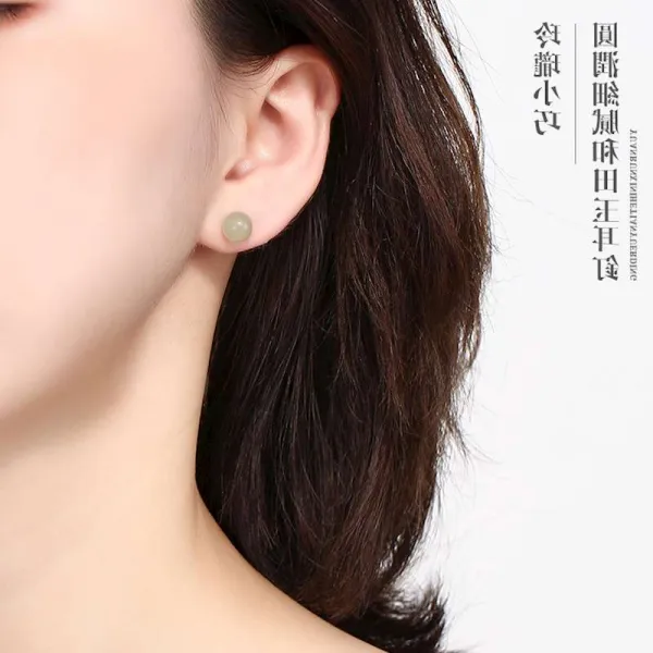 수면 사용하지 않는다 띁기 의 여성 화전옥 화이트 천연 옥석 25 실버 기르기 귓구멍 알레르기