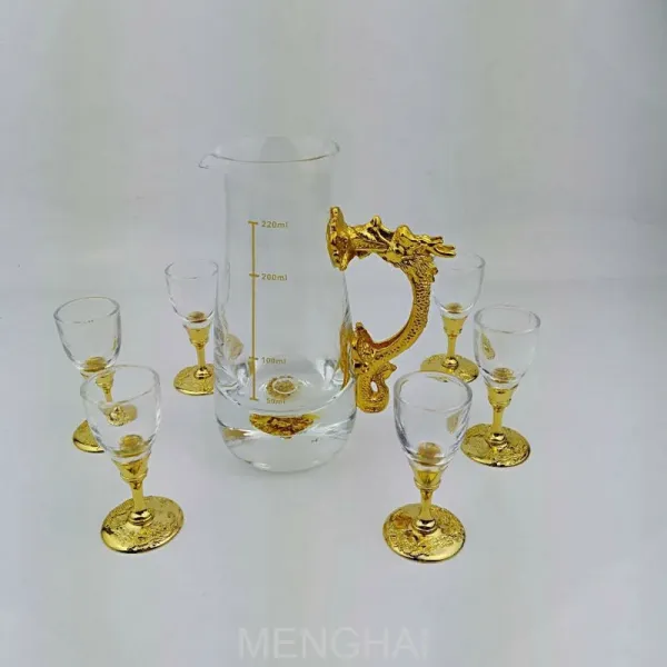 MENGHIA공장 측에서 금룡 백주잔 세트 창의적인 선물을 대발하는 가정용 유리 백주잔을 제공하다DS146, default
