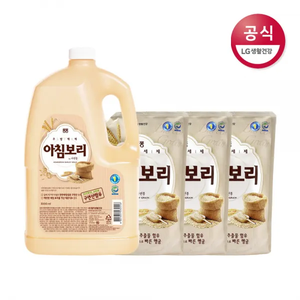[신세계TV쇼핑]퐁퐁 아침보리 주방세제 용기 3Lx1개 + 리필1.2Lx3개 외2종, 선택03)베이킹소다 용기3L+리필1.2Lx3