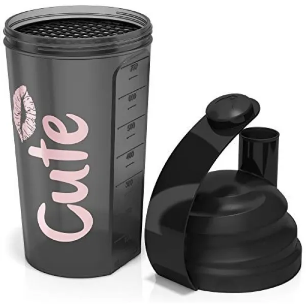 Cute Nutrition 다이어트약 식욕억제제 속편한 다이어트 영국배송 귀여운 영양분홍색 셰이커 병 700ml 튼튼한 접지 닦은 기계 안전 BPA는 해방합니다-44371, 01.검정과 분홍색, 단일옵션