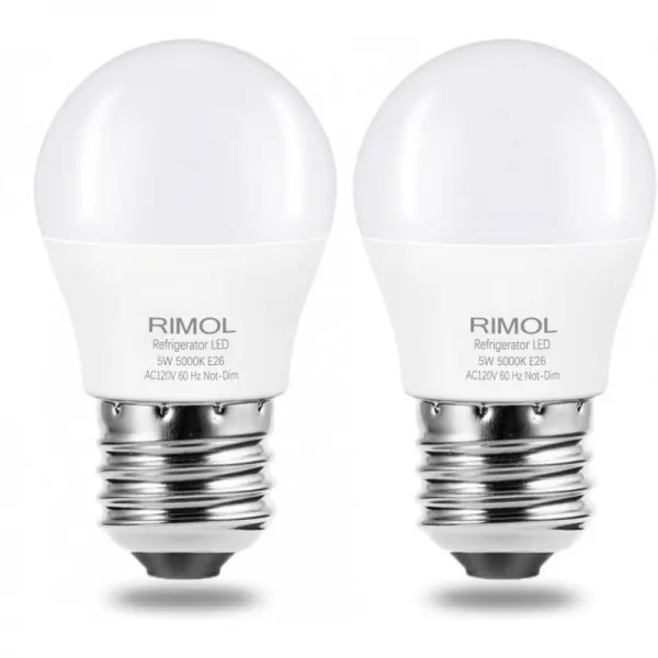 냉장고 전구 RIMOL 40W 상당 120V A15 LED 냉장고 전구 5W 주광색 흰색 5000K E26 중간베이스 에너지 절약 냉동고 천장 홈, 단일옵션, 단일옵션