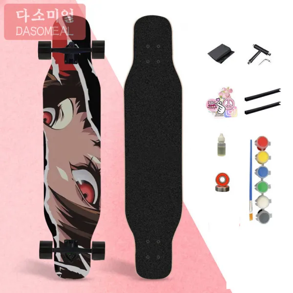 [해외 직송]다소미얼 롱보드 장판 여학생 초보자 성인 4인승 킥보드 학생 거리 닦기 XZ33 A34, 01