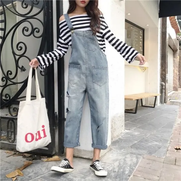 머머다 여성 멜빵 청바지 점프수트 슬림핏 오버핏12 Wls12
