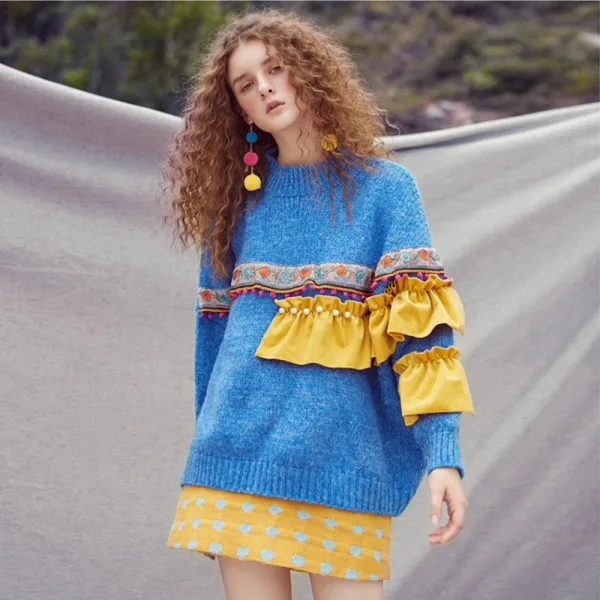  제로의옷장 가슴프릴 컬러 스웨터 니트티 Bd0906l13