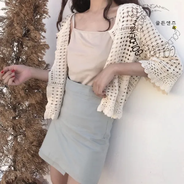 가디건 봄 여름 가디건 데일리 여성 그물 망사