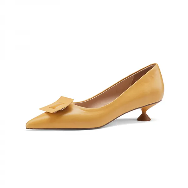 Jun.21 103번 봄 펌프스 여성 스틸레토 옐로 캣힐 통근화 매치z