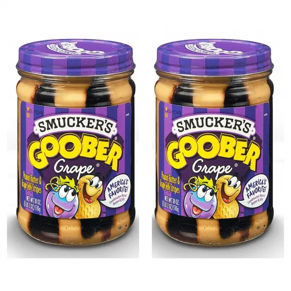 Smucker's 스머커스 구버 포도 피넛버터 잼 510g 2팩 Goober Peanut Butter and Grape Jelly Stripes, 1개