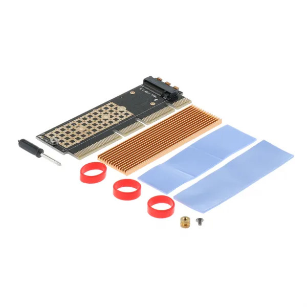 STKM.2 NVMe SSD to PCIE 3.0 X16 X4 M 키 어댑터 카드 전속력 \u0026 금 방열판, 1개