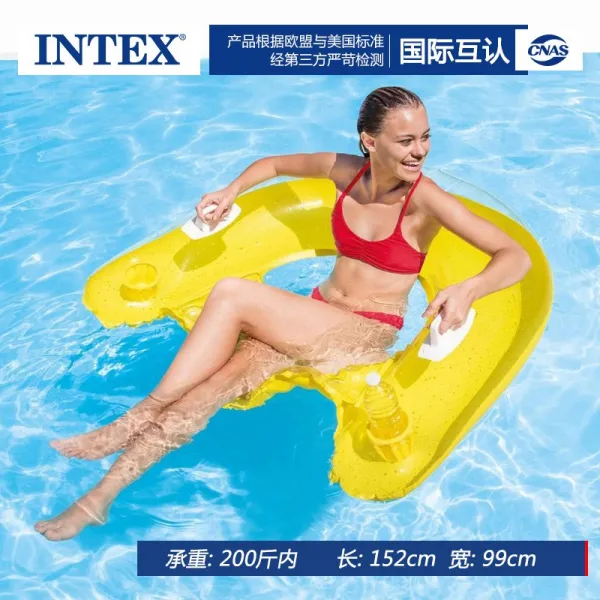 INTEX 수영 권 공기주입 서핑보드 겉치레 엎드리다 침대 해변 젓기 수판, 앉다 의자 타입 손잡이를 달다 -엘로