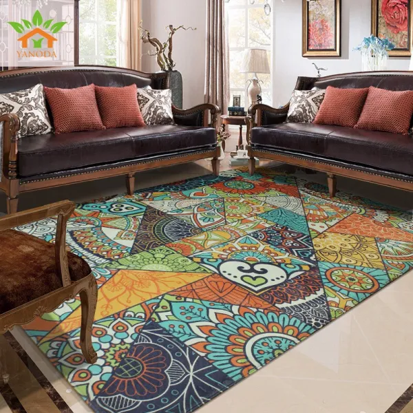 야노다 복고민족풍 주단 거실 침실 차탁받침 가정용 침대 테두리 융단 장방형 방석 사무용 깔개