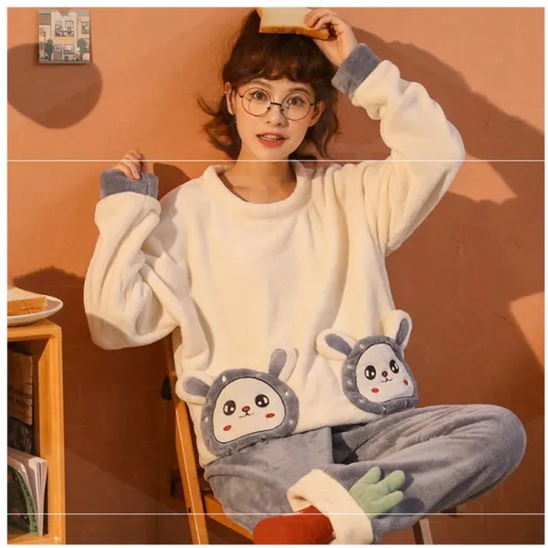 오비엘 산호 벨벳 I털 부드럽다 털보송 라운드넥 실내 유니폼 나는생각한다 1을 사다 커버 폴라폴리스