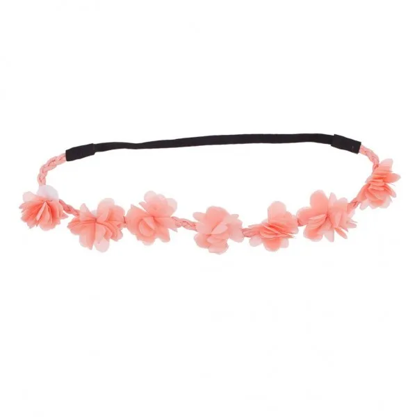Lux Accessories 럭스 부속품 복숭아 꽃 꽃에 의하여 길쌈되는 직물 뻗기 머리띠 머리띠