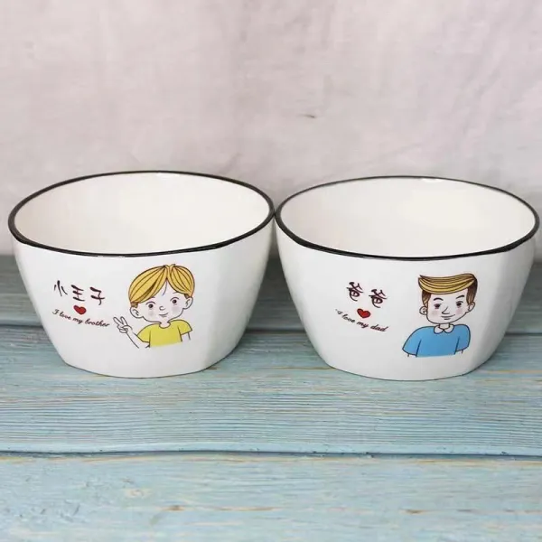 패밀리 가정용 독창적 개성 일가 네 식구 홈 캐릭터 사람이다 사물 구분 대접그릇 먹다 밥공기 사각볼 /아버지 _리틀프린스