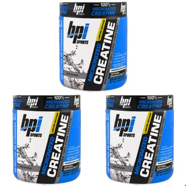 BPI 스포츠 미분화된 크레아틴 리미티드 에디션 미분화 100% 순수 무맛 10.58 oz (300 g), 3개묶음, 1