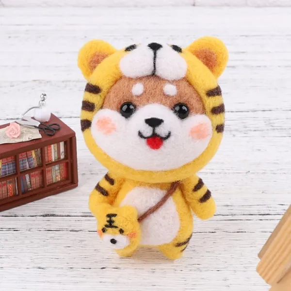 펠트도안 제품 양모펠트 유행패션 피그 성인 초보자 새끼강아지 그림 흔들시계 자신 선물 부속품, T17-(소뇌호 시바견)핸드폰집게증정 밧줄+공구-U15
