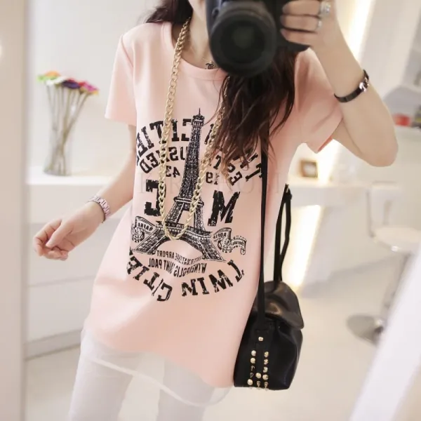 kirahosi 골드문 여성 반팔 티셔츠 블라우스 캐주얼 SAP 76 + 스마트스트랩 증정 DQqnjbn