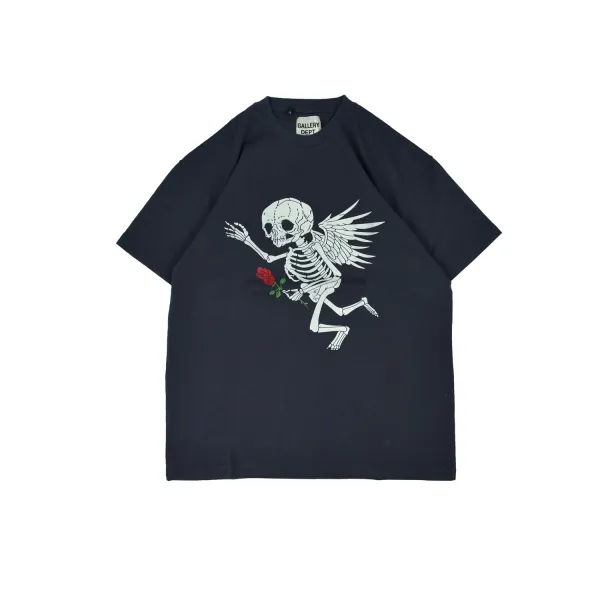 하이랑코 반소매티셔츠 반팔T셔츠 GALLERYDEPT 로즈 스컬 엔젤 해골인 VINTAGE 금박 클리터 자 FOG