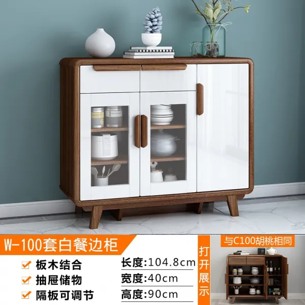 주방수납장 중식 식탁 모던 심플 원목색 식당 다기수납대 전자레인지 그릇수납장 술장 캐비닛, C02-3문, T07-W-100세트 공밥 사이즈장(무료 포장한)
