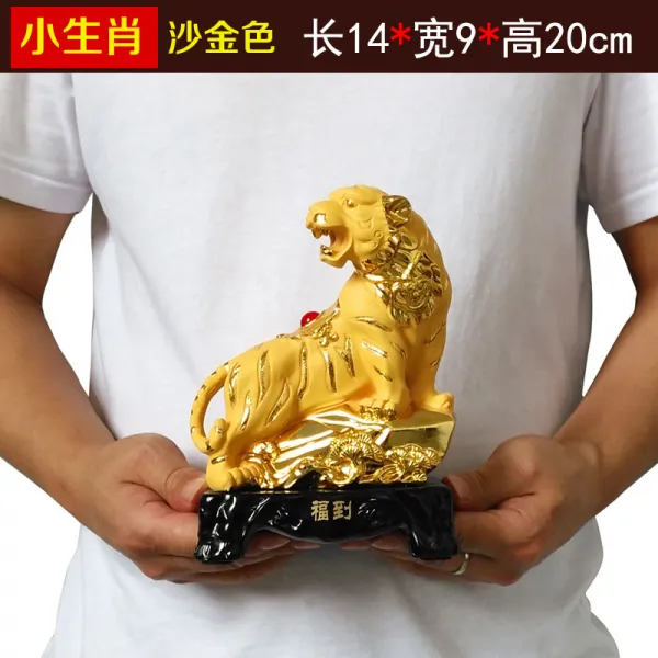 와이유 말소품 12생쇼상조소우호랑구렁이마양원숭이닭돼지속상풍수가 거실장, 소생초호사골드14*9*20CM