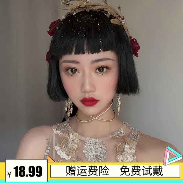 이차 미간 앞머리 가발 여 자연 얼굴 손질 망 홍동 초박막 미니 박진가류 바다 제해, 1, 리넨슬럽 증정 두루마리 두꺼운 타입