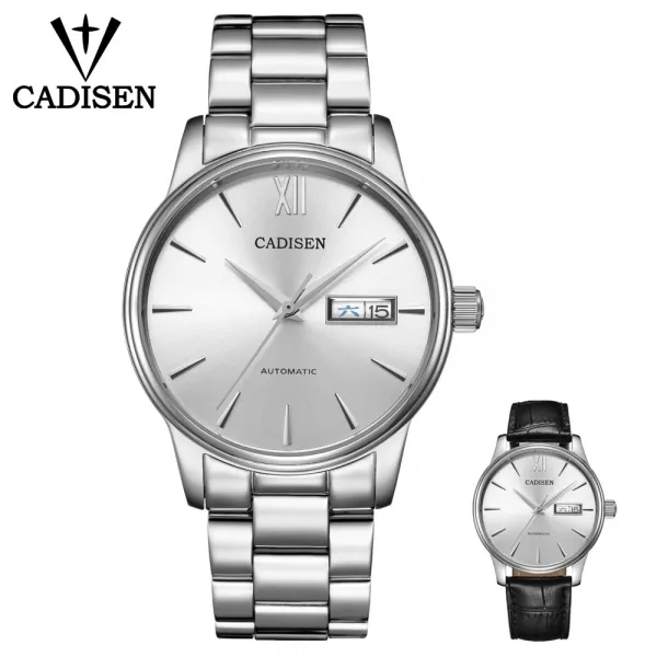 CADISEN Watch Men NH36A Mechanical 이동 세트 자동 자기 바람 스테인리스강 사파이어 5ATM 방수 비즈니스 남성 손목