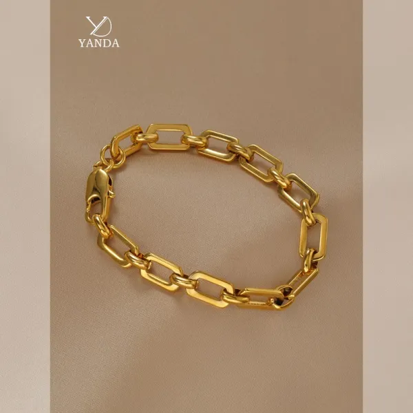 DFMEI.정교한 팔찌.Stunning bracelet.쿠바 브레이슬릿 서머 심플 ins 콜드 바람잡이 가볍고 고급스러운 골드 앤티크 핸드꾸미다