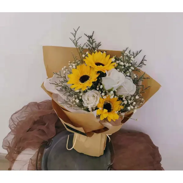 비누꽃 해바라기 별가득한하늘 드라이플라워 꽃다발 동창생선물 단짝친구 여자친구 생일 졸업 성탄, T09-세송이 해바라기 세송이 중간사이즈