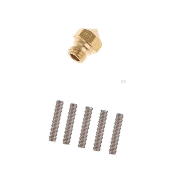 STK5pcs mk10 0.4mm 압출기 노즐과 5pcs m6x30 스테인레스 스틸 목구멍 노즐