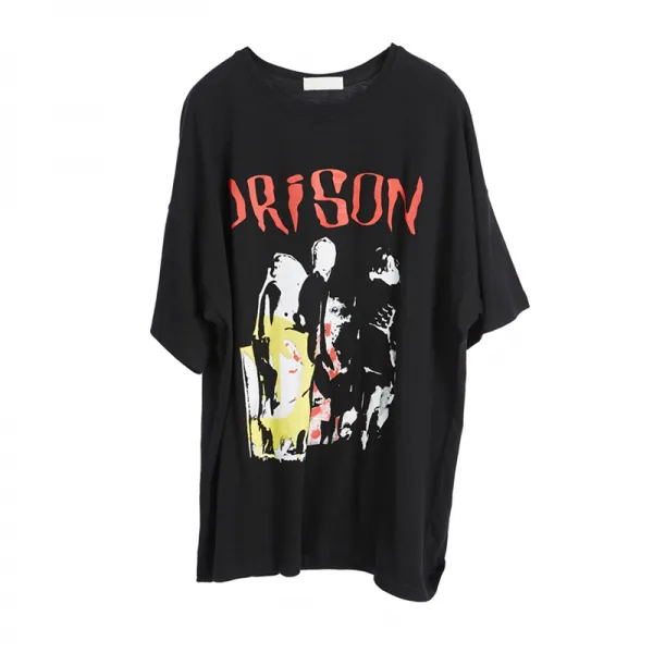 여섯 라운드박스티 앉아서 까먹다 와이드 루즈핏 드롭숄더 스트릿 블랙 라운드넥 캐쥬얼 롱 타입 남자