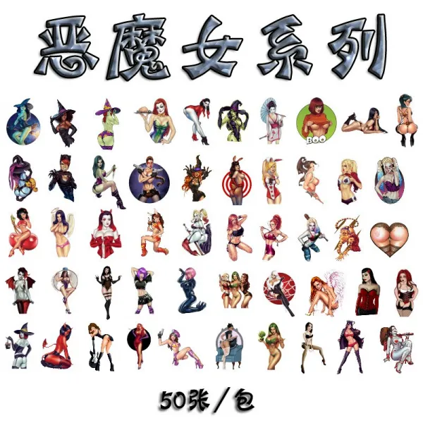 50pcs 수화물 트롤리에 민주적 인 아름다움 인쇄 된 개인화 된 자동차 트렁크 스티커 및 자동차 스티커 혼합 된 만화 장난감 스티커