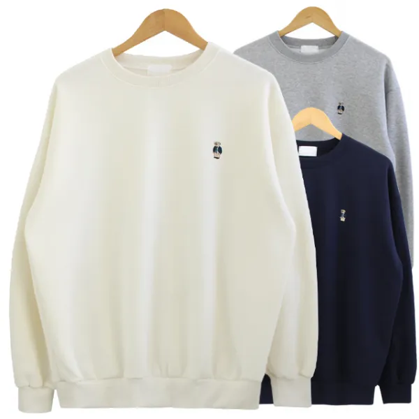 여자맨투맨 베어 스몰 자수 기모 여성 맨투맨 티셔츠