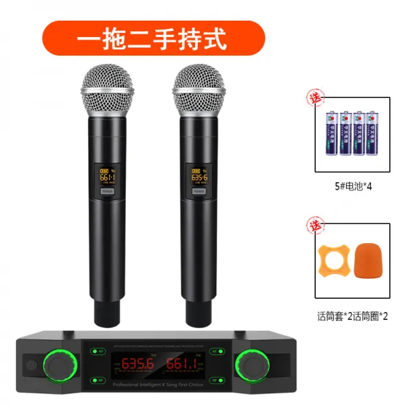 무선마이크 1개로4개 헤드폰 U단과 칼라핀 마이크 무대 연기 가정용 KTV전용 K, T03-1+2핸드형