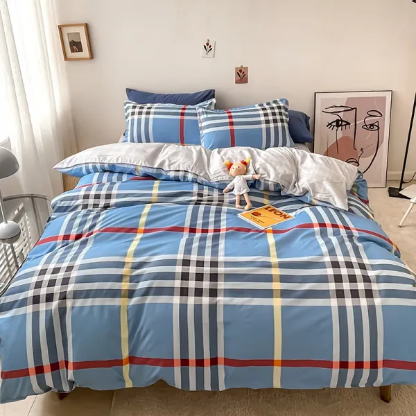 도매광 더블이블커버 단건 기숙사 세가지 침대싱글 페어 180X220 순면 코튼 남성 여성 5메터 시트, 다크브라운 다크브라운 보려함 - 블루