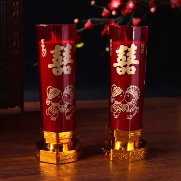 결혼식 낭만 led 에뮬레이션 전자 촛불 등 동방화촉 혼방 배치 양초 결혼 장식, 영원히 한마음이 되다 전자 양초 한쌍