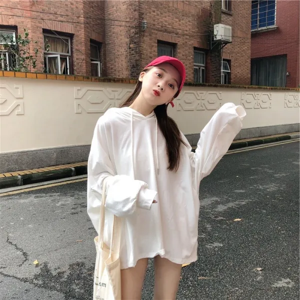 style시대 여성 루지핏 롱 후드 맨투맨 M041